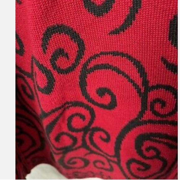 Christopher & Banks Open Front Sweater Size Medium Red Black Floral Print - Picture 4 of 8